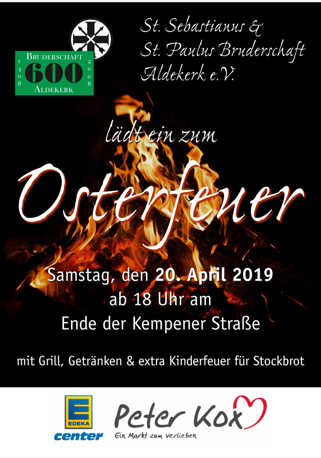 Osterfeuer für Aldekerk und die umliegenden Ortsschaften
